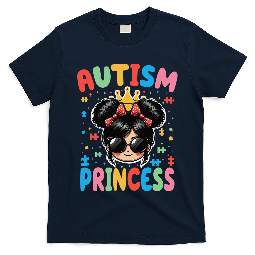 Autism Princess Afro Bow Daughter Autism Awareness T-Shirt