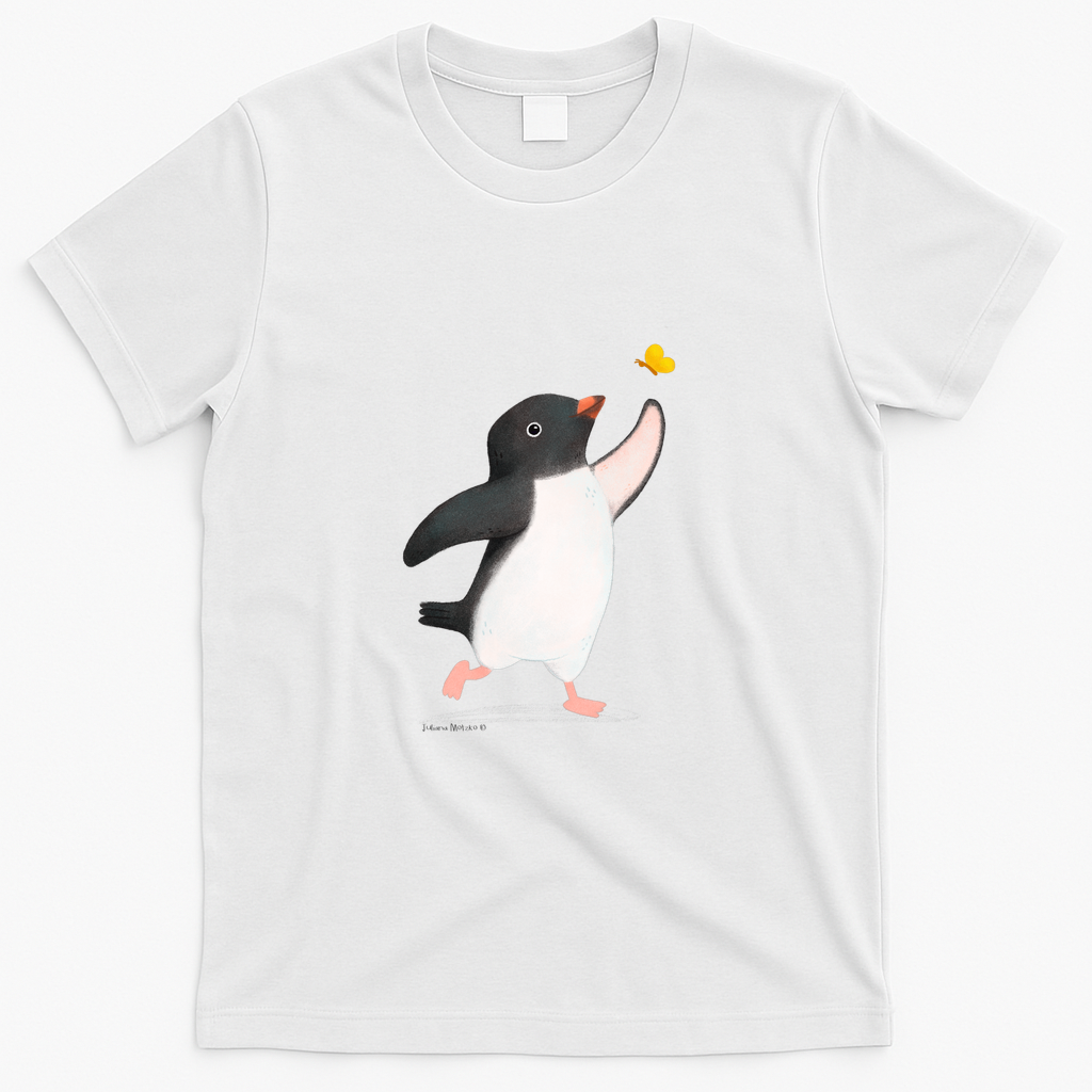 Adélie Penguin and Butterfly - White