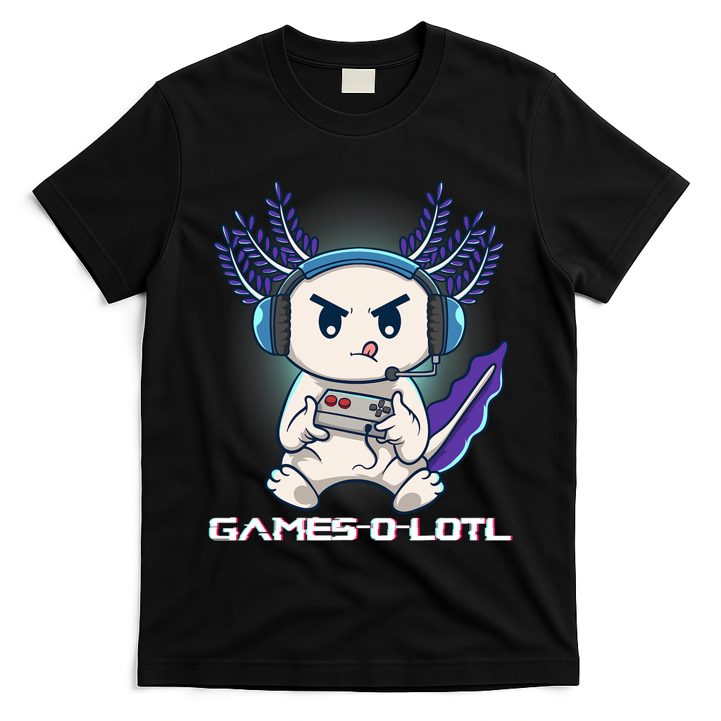 Axolotl Playing Console Video Games Gamesolotl Gaming T-Shirt