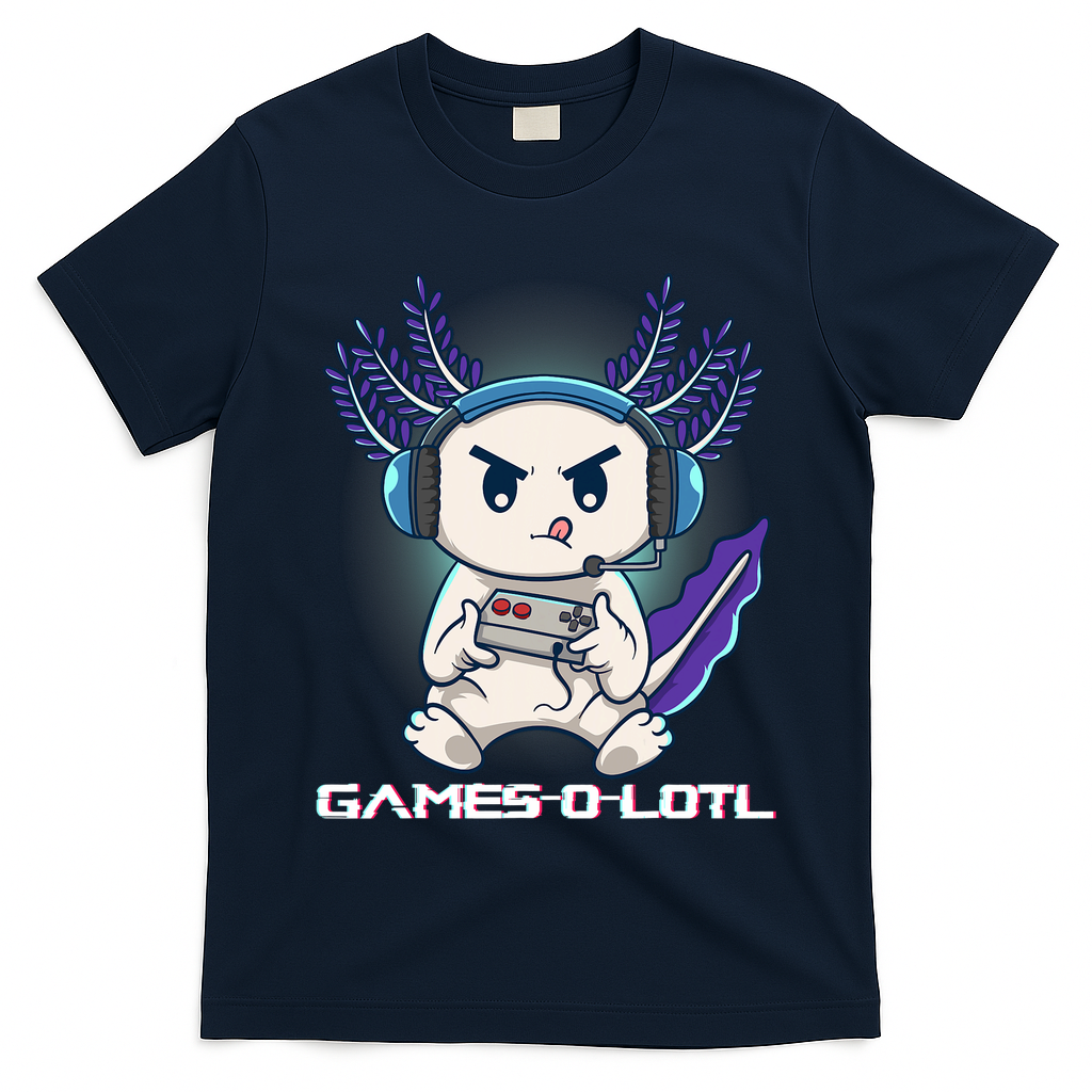 Axolotl Playing Console Video Games Gamesolotl Gaming T-Shirt