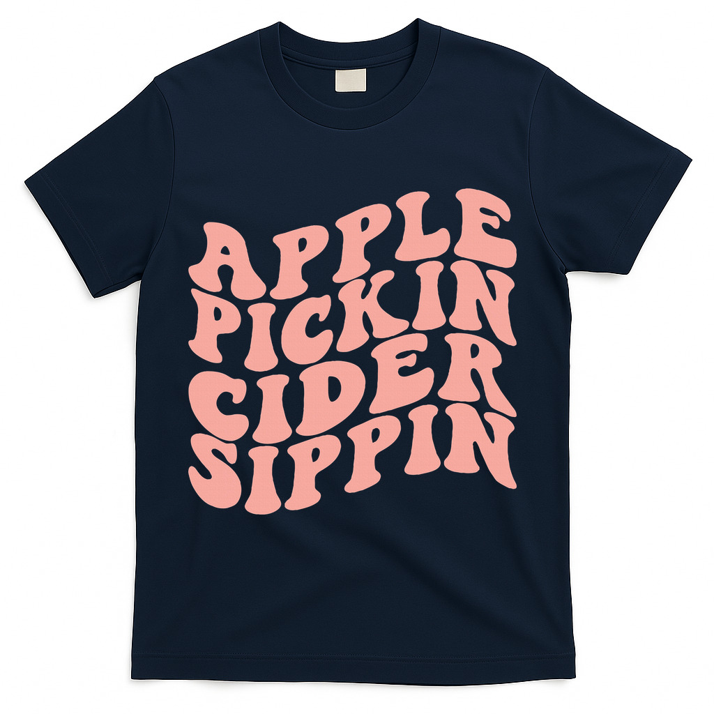 Apple Pickin Cider Sippin Apple Picking Crew Harvest Season T-Shirt - Navy