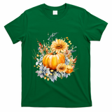 Autumn Pumpkin Cute Floral Halloween T-Shirt - Green