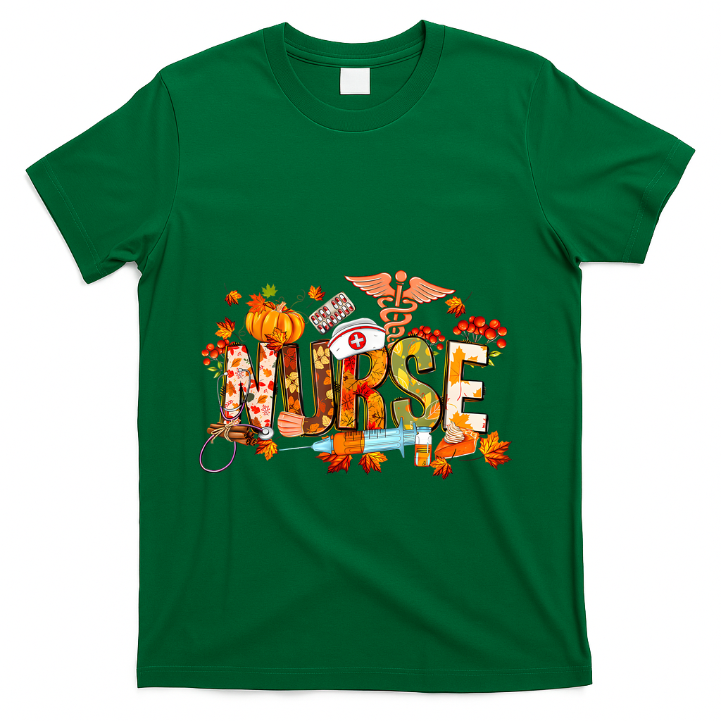 Autumn Pumpkin Fall Nurse Life Thanksgiving Nurseautumn Pumpkin Fall Nurse Life T-Shirt - Green