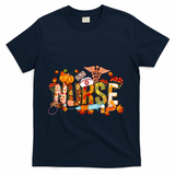 Autumn Pumpkin Fall Nurse Life Thanksgiving Nurseautumn Pumpkin Fall Nurse Life T-Shirt - Navy