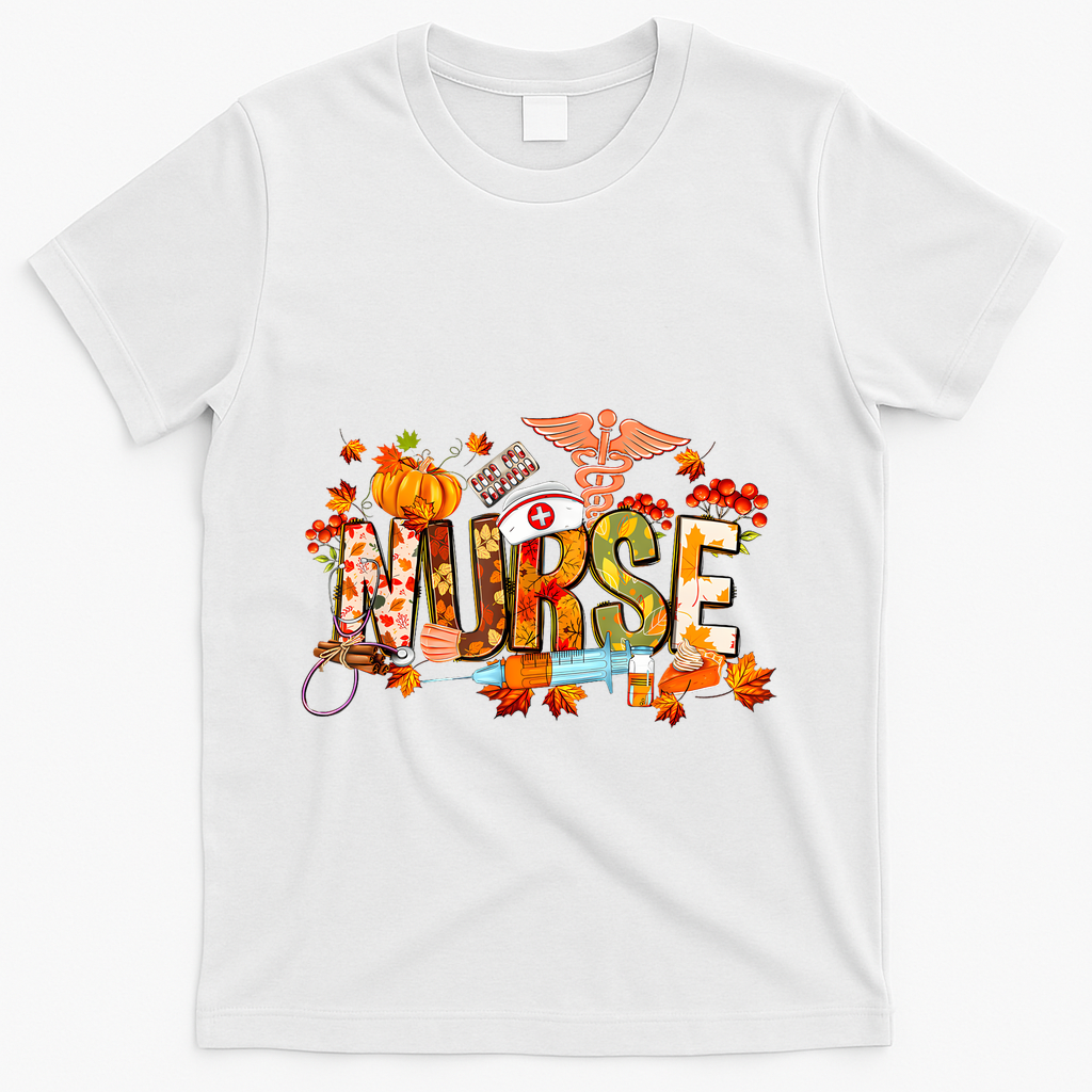 Autumn Pumpkin Fall Nurse Life Thanksgiving Nurseautumn Pumpkin Fall Nurse Life T-Shirt - White