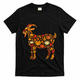 Autumn Pumpkin Fall Goat Thanksgiving T-Shirt - Black