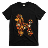 Autumn Pumpkin Fall Poodle Thanksgiving Dog T-Shirt - Black
