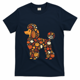 Autumn Pumpkin Fall Poodle Thanksgiving Dog T-Shirt - Navy