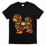 Autumn Pumpkin Fall Shih Tzu Thanksgiving T-Shirt - Black