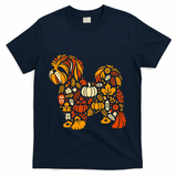 Autumn Pumpkin Fall Shih Tzu Thanksgiving T-Shirt - Navy