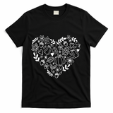 Autumn Pumpkin Fall Lover Heart Gift T-Shirt - Black