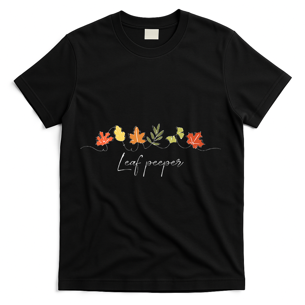 Autumn Peeping Fall Foliage Leaf Peeper Thanksgiving T-Shirt - Black