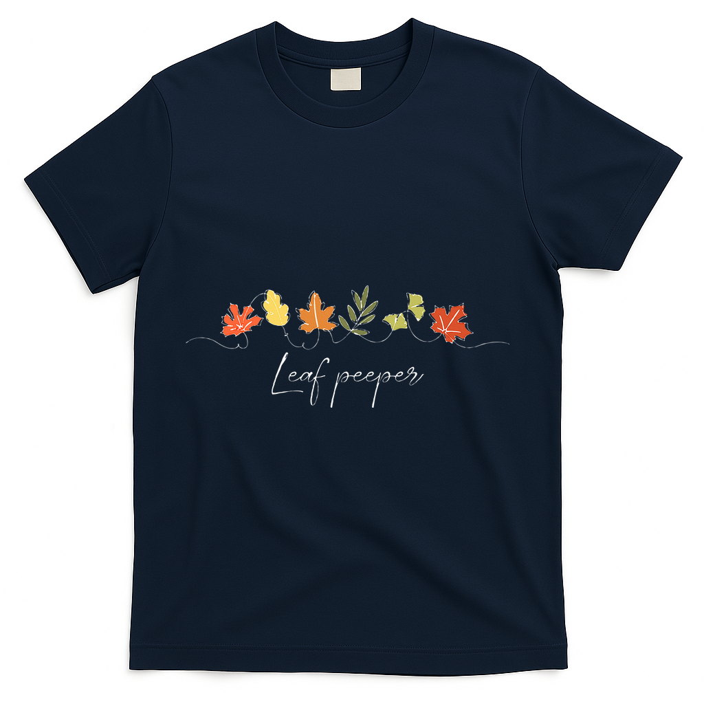 Autumn Peeping Fall Foliage Leaf Peeper Thanksgiving T-Shirt - Navy