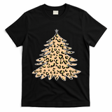 Animal Print Minimalist Christmas Tree T-Shirt - Black