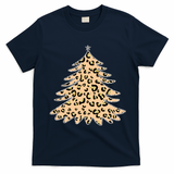 Animal Print Minimalist Christmas Tree T-Shirt - Navy Blue