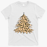 Animal Print Minimalist Christmas Tree T-Shirt - White