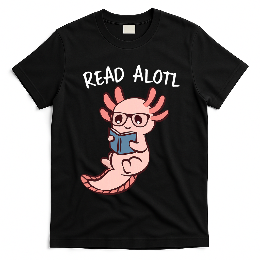 Axolotl Reading A Book, Read Alotl Books Funny Axolotl Book T-Shirt