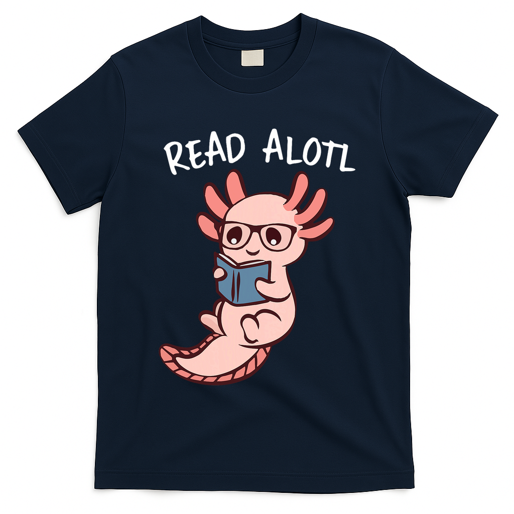 Axolotl Reading A Book, Read Alotl Books Funny Axolotl Book T-Shirt