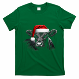 Angus Rancher Christmas Cow Santa Hat Black T-Shirt - Irish Green