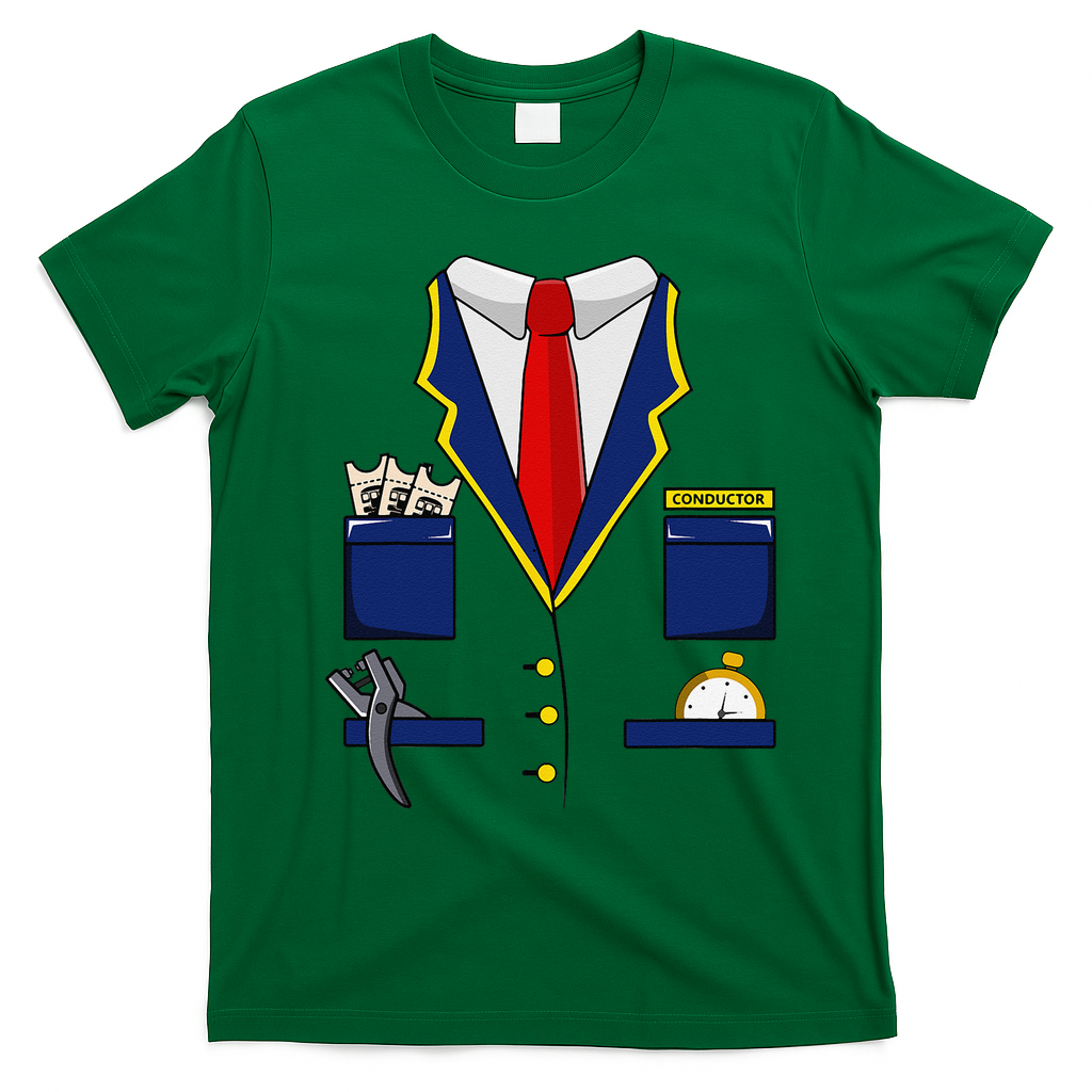 Adult Railroad Halloween Train Conductor Costume T-Shirt - Irish Green