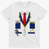 Adult Railroad Halloween Train Conductor Costume T-Shirt - White