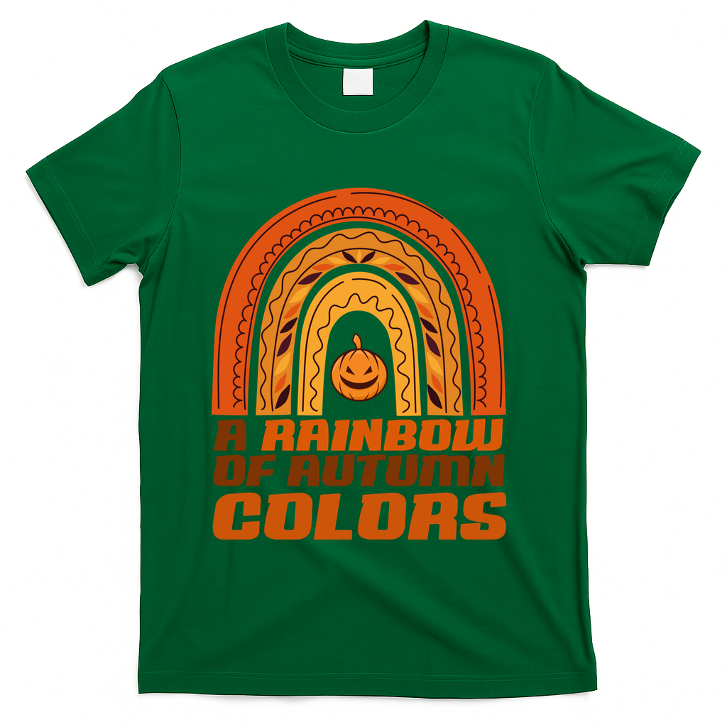 A Rainbow Of Autumn Colors Halloween Pumpkin T-Shirt - Green