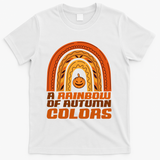 A Rainbow Of Autumn Colors Halloween Pumpkin T-Shirt - White