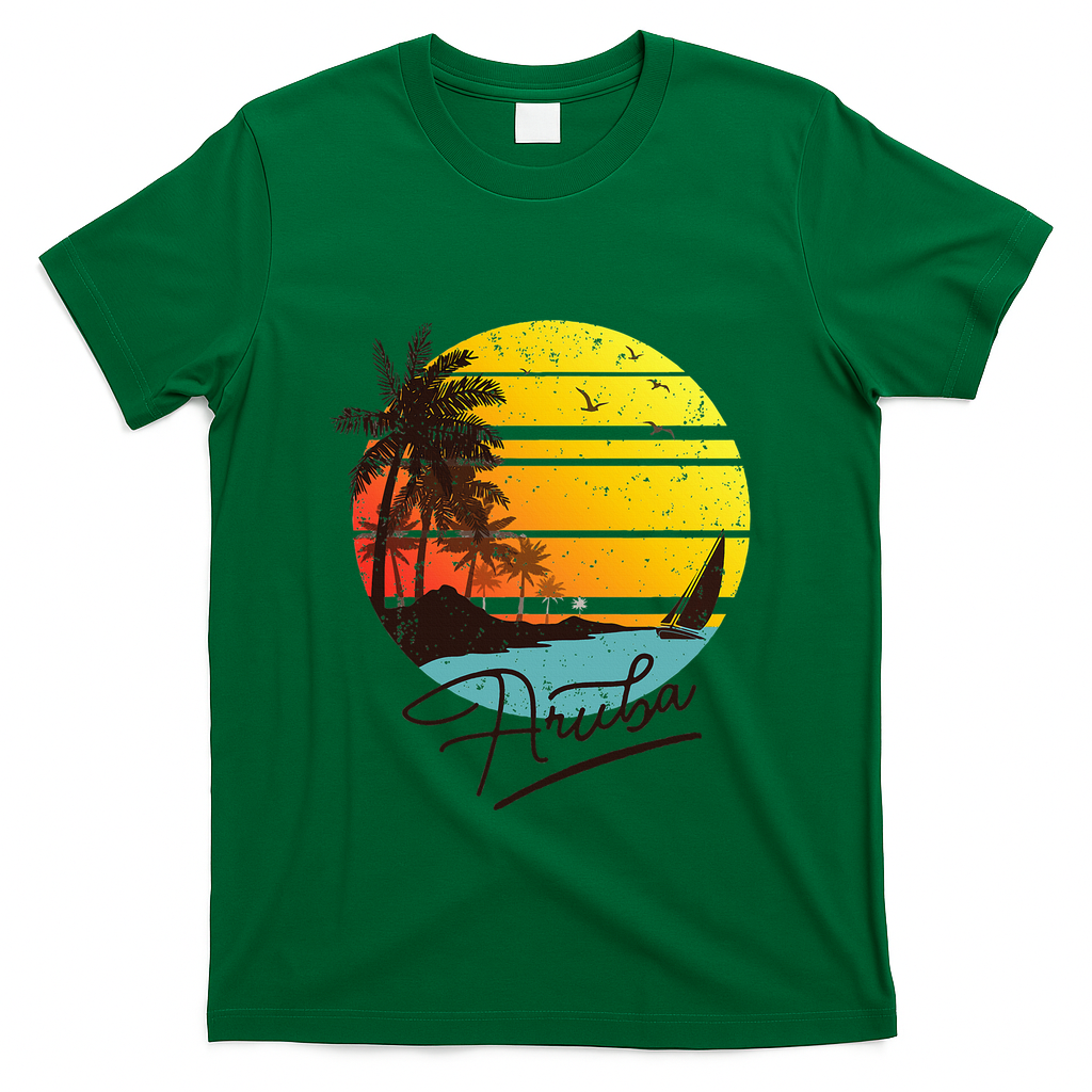 Aruba Retro Summer Tropical Beach T-Shirt - Green