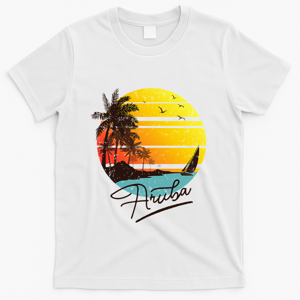 Aruba Retro Summer Tropical Beach T-Shirt - White
