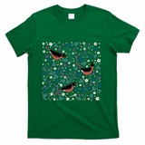 American Robin Violet Anemone Birds and Flowers Blue - Green