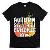 Autumn Skies And Pumpkin Pies Cute T-Shirt - Black