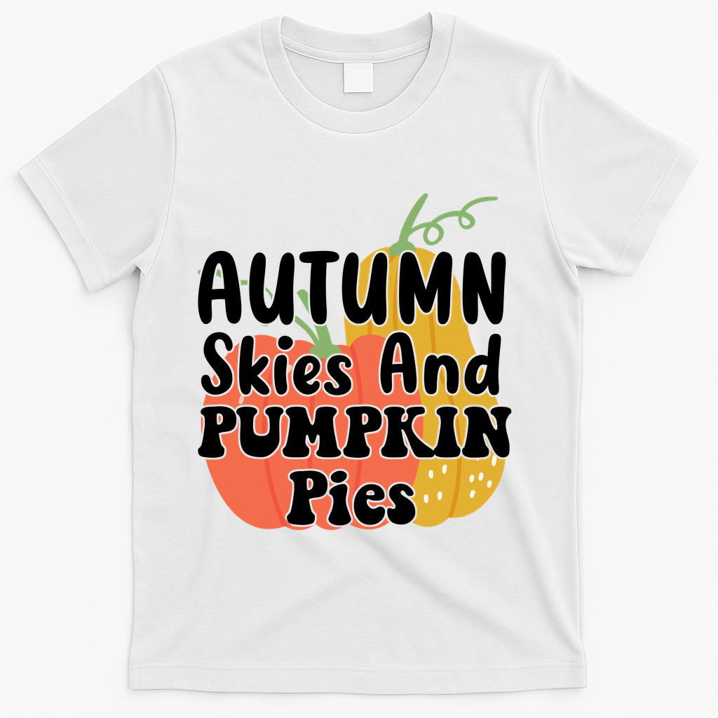 Autumn Skies And Pumpkin Pies Cute T-Shirt - White