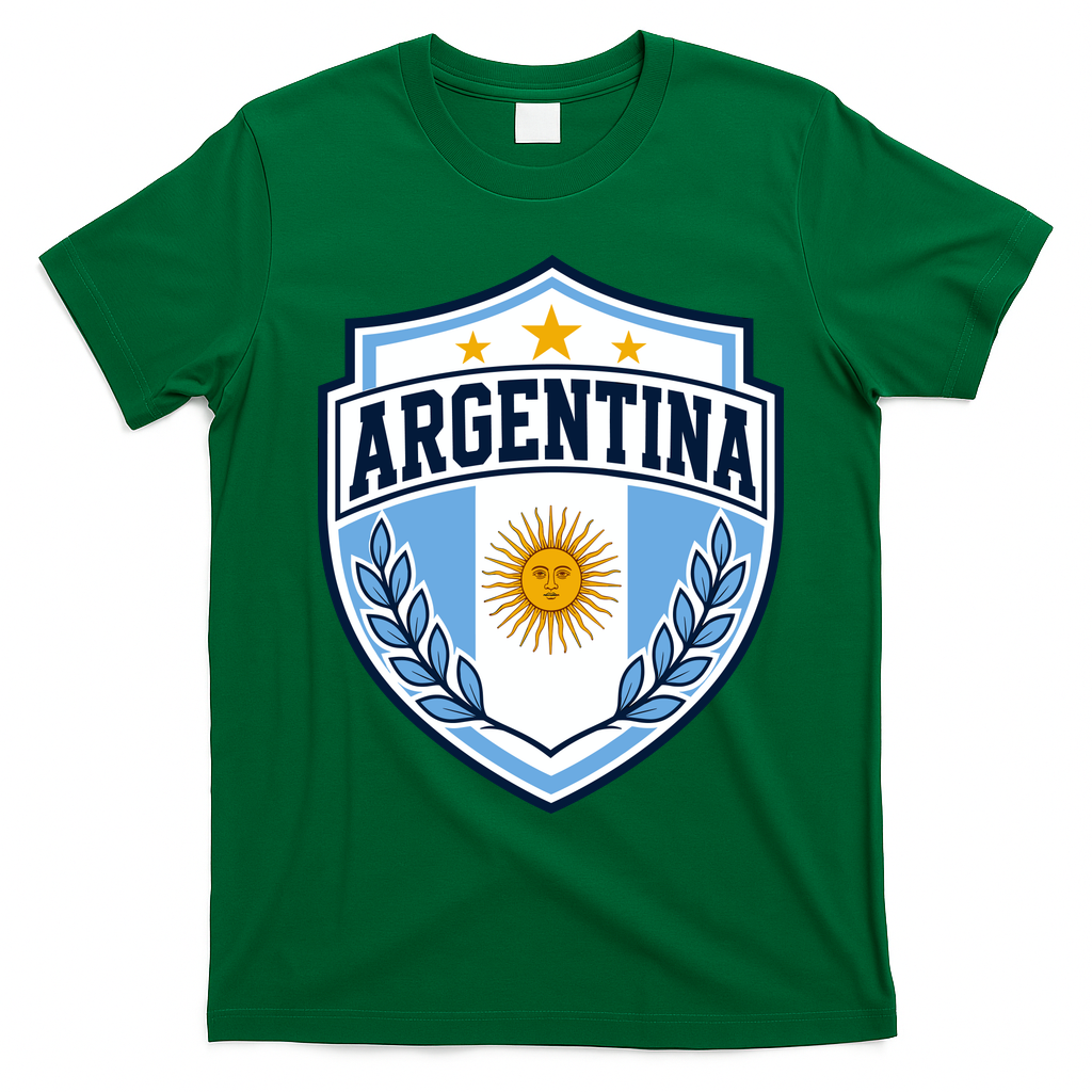 Argentina Soccer Crest Sun Stars For Fans T-Shirt - Irish Green
