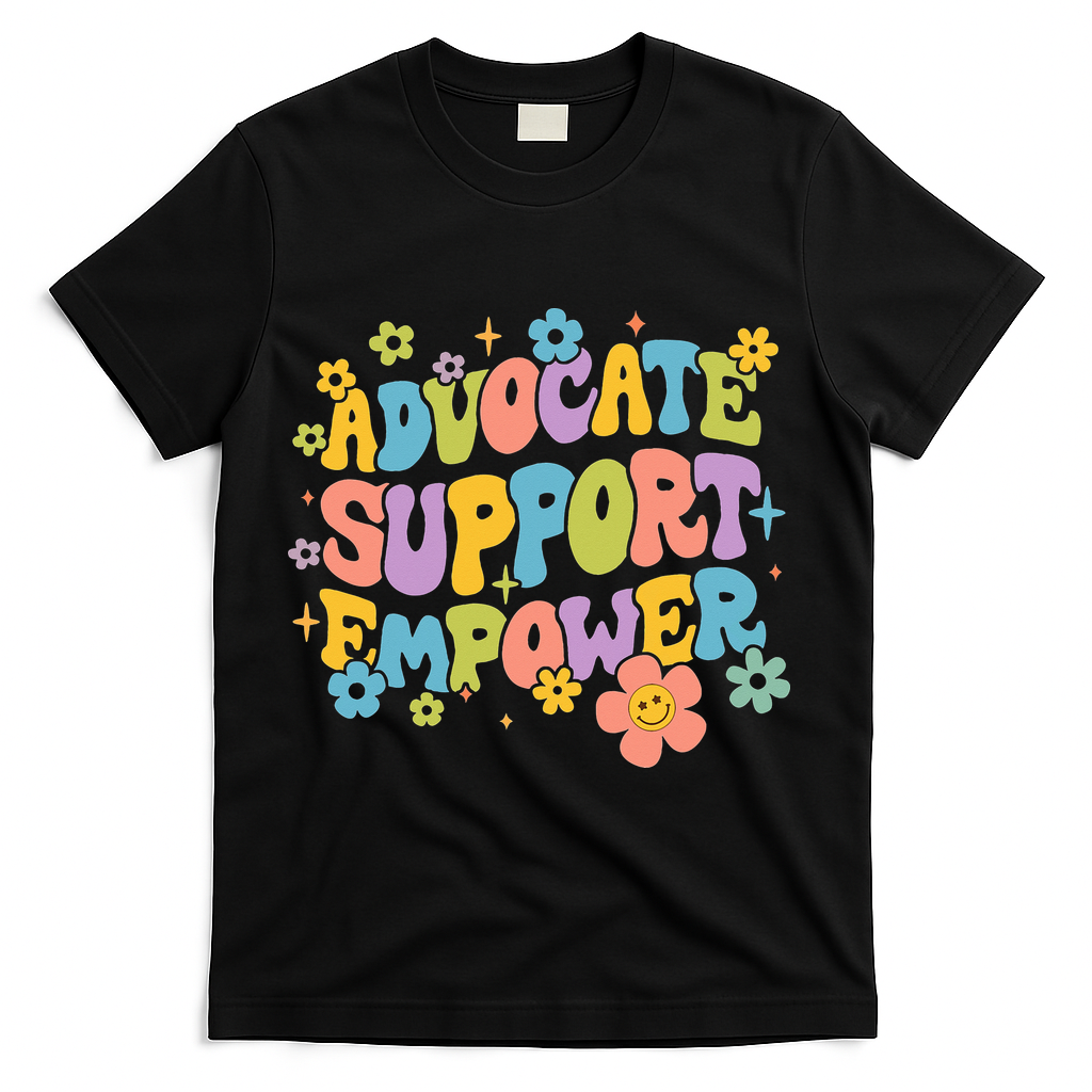 Advocate Support Empower Retro Social Worker Graduation MSW T-Shirt - Black