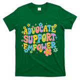 Advocate Support Empower Retro Social Worker Graduation MSW T-Shirt - Green