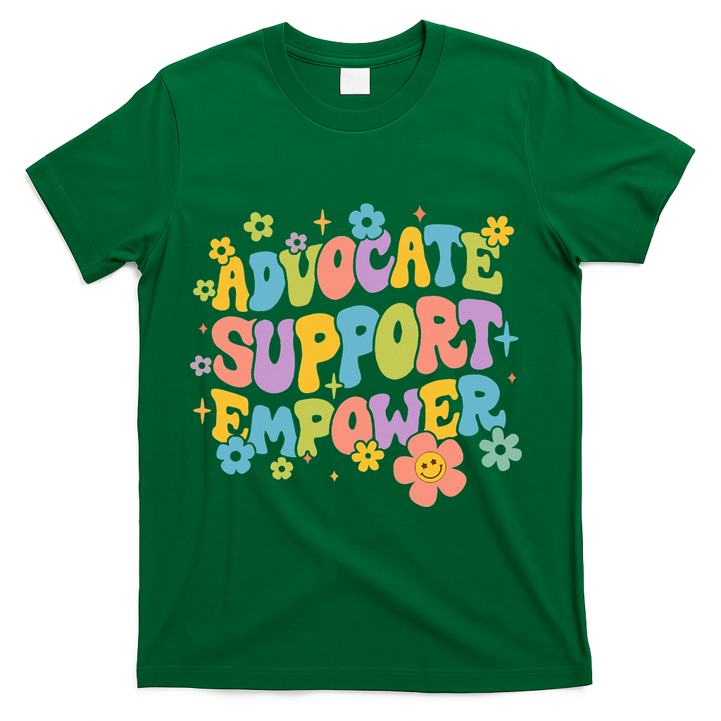 Advocate Support Empower Retro Social Worker Graduation MSW T-Shirt - Green