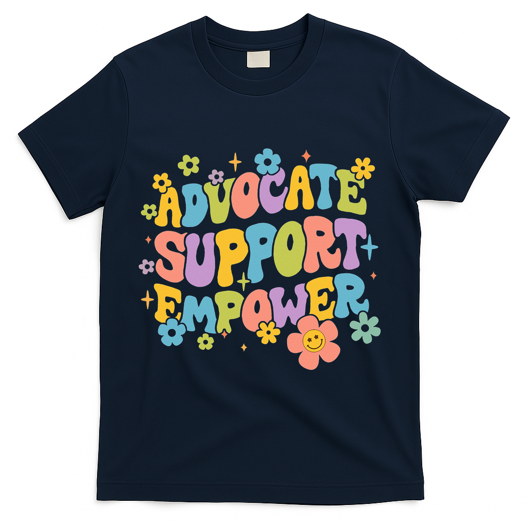 Advocate Support Empower Retro Social Worker Graduation MSW T-Shirt - Navy