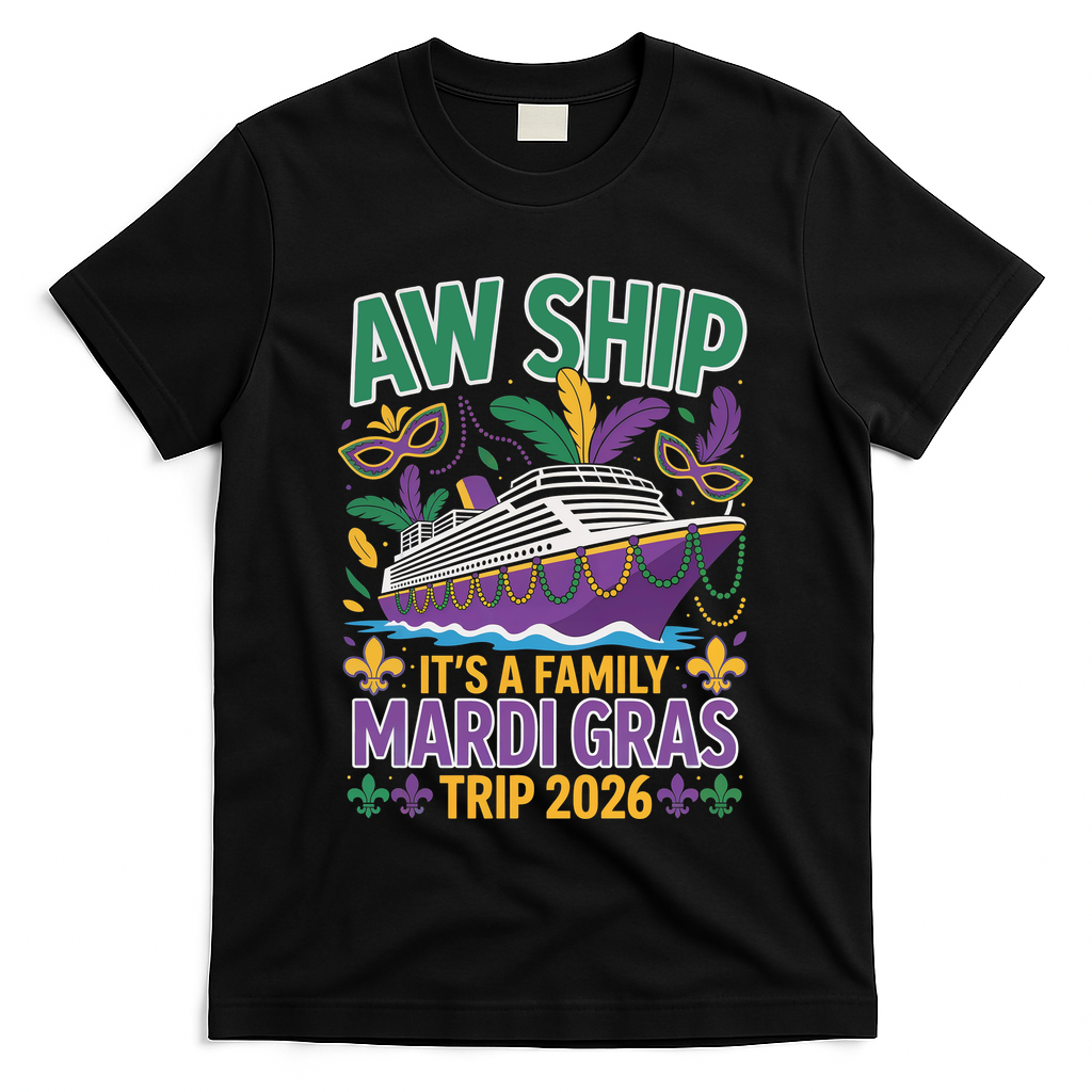 Aw Ship Family Mardi Gras Cruise 2026 T-Shirt