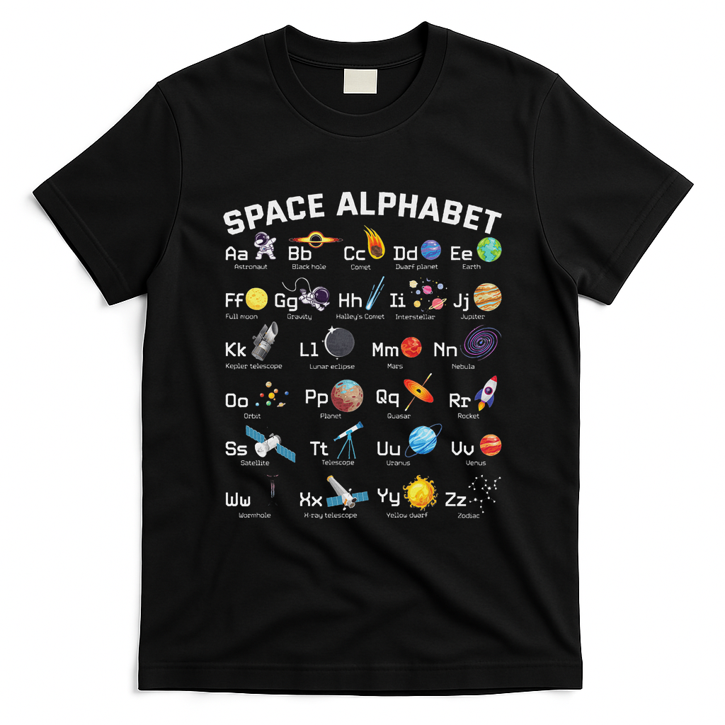 Alphabet Space Galaxy Abcs Letters Science Teacher T-Shirt