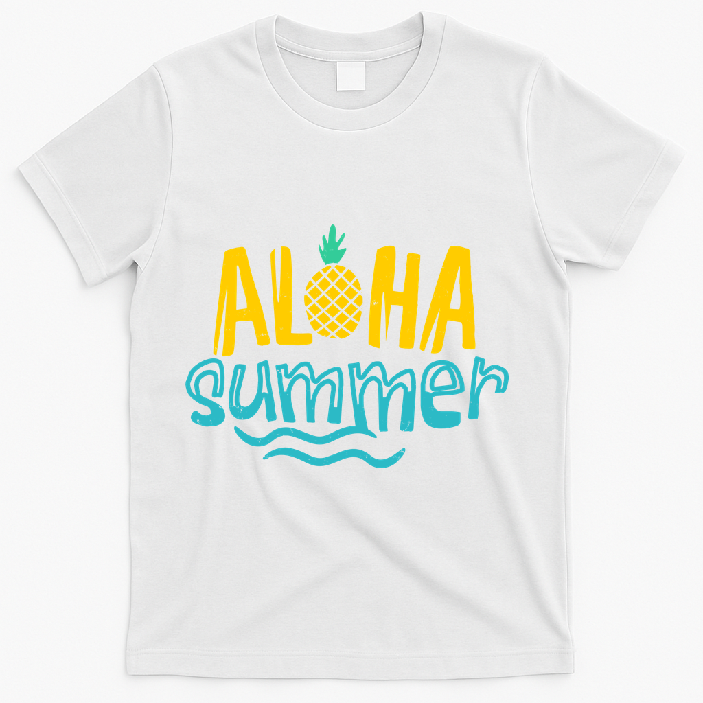 Aloha Summer Pineapple Tropical T-Shirt - White
