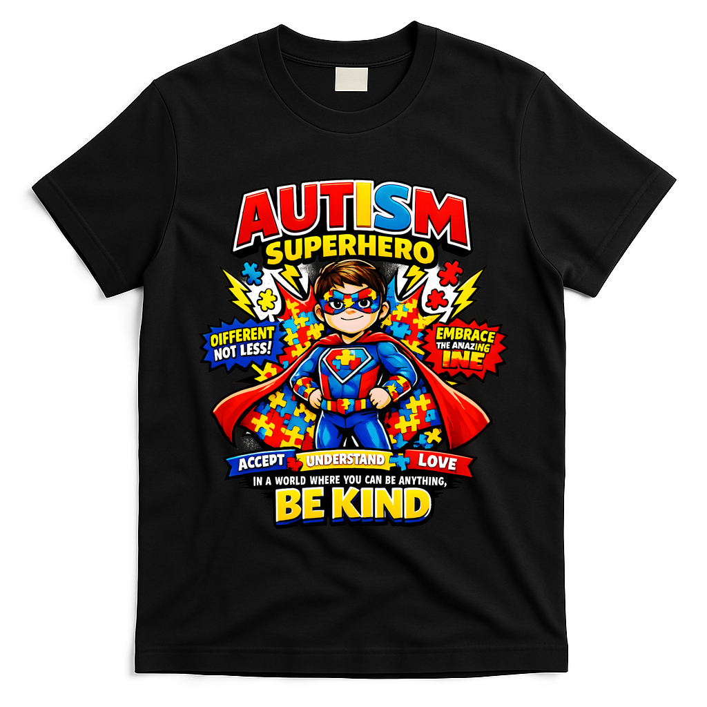 Autism Superhero Quotes Puzzle Pieces T-Shirt