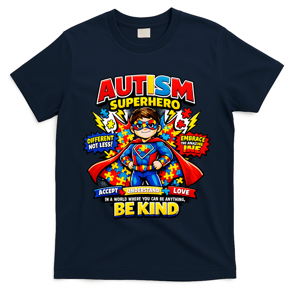 Autism Superhero Quotes Puzzle Pieces T-Shirt