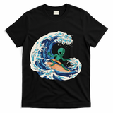 Alien Surfing Summer Surfer T-Shirt - Black
