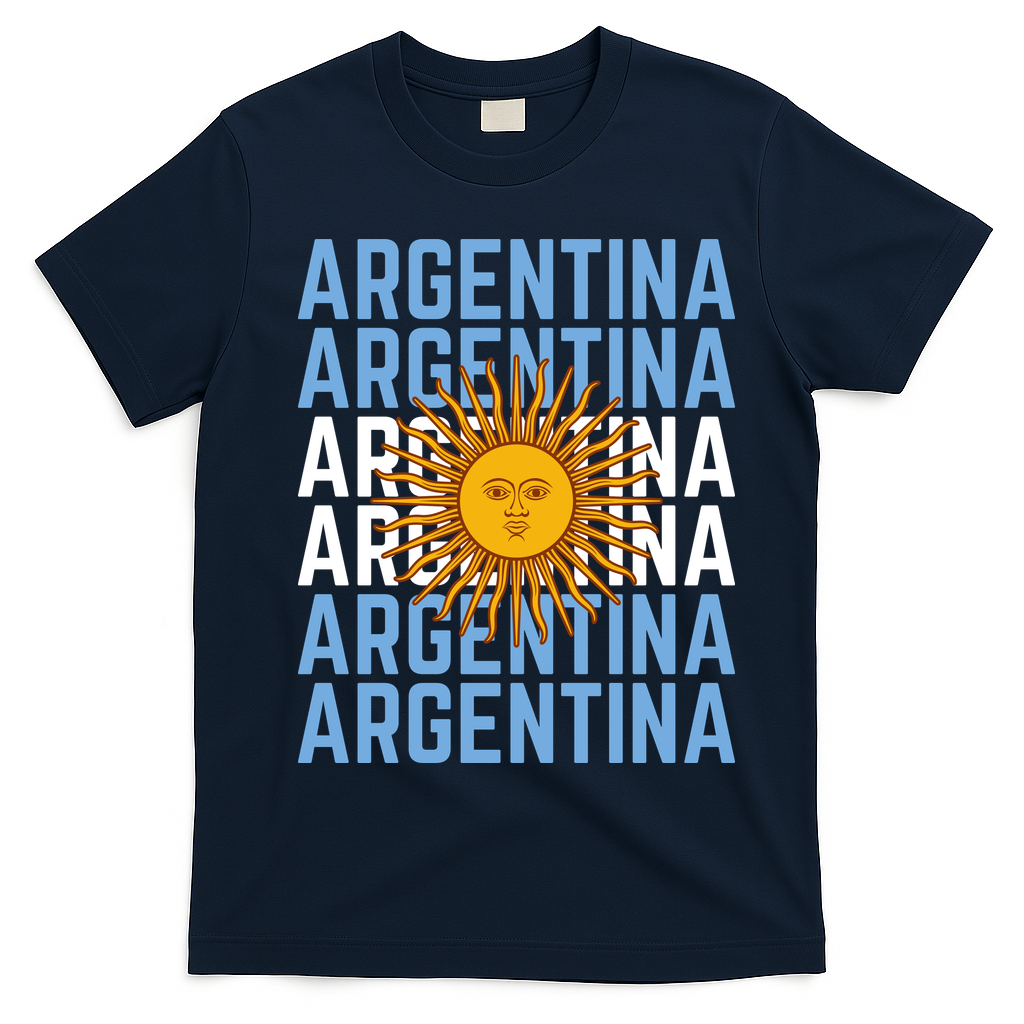 Argentina Sun Soccer Fan T-Shirt - Navy Blue