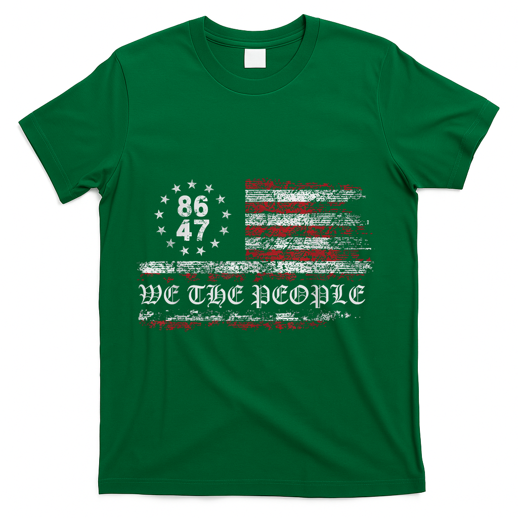 Anti Trump 8647 86 47 US Flag We The People Impeach 47 T-Shirt - Green