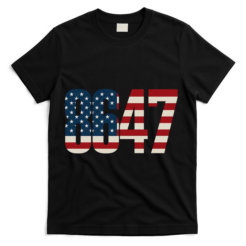Anti Trump 8647 86 47th President US Flag T-Shirt - Black