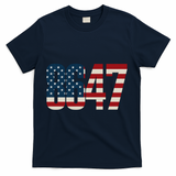 Anti Trump 8647 86 47th President US Flag T-Shirt - Navy