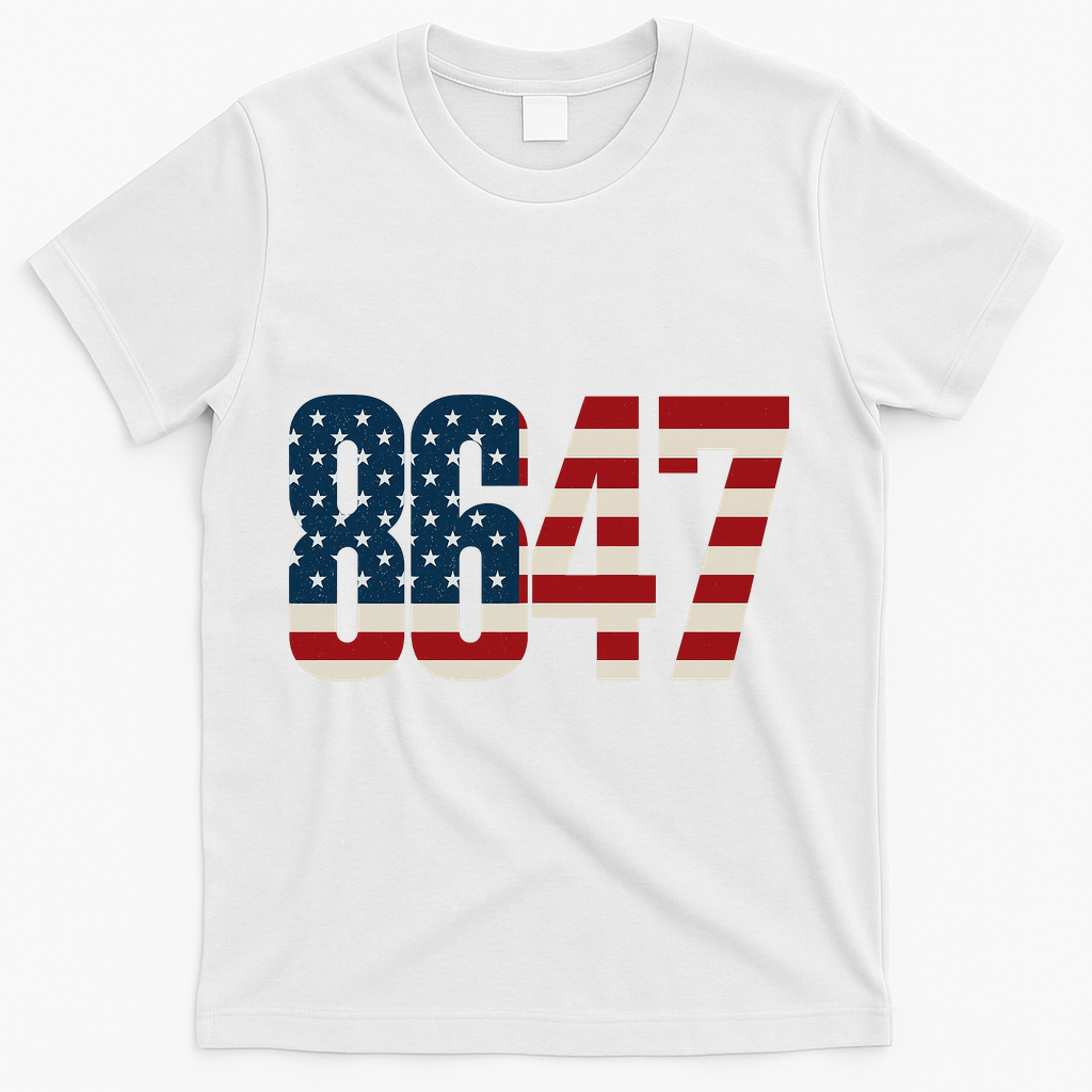 Anti Trump 8647 86 47th President US Flag T-Shirt - White