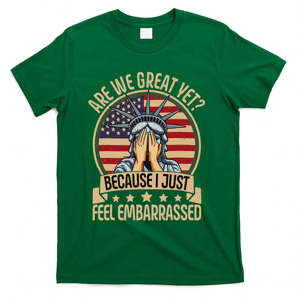Anti Trump Are We Great Yet Cause I Just Feel Embarrassed T-Shirt - Green