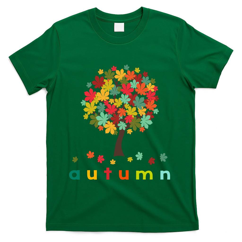 Autumn Tree Colorful Festive T-Shirt - Green